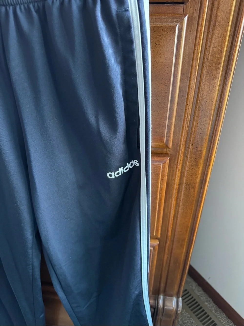 adidas Men’s unisex Navy Track Pants with Side Stripes